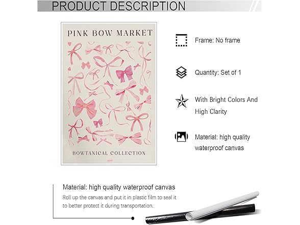 Dcvjiy Trendy Canvas Pink Bow