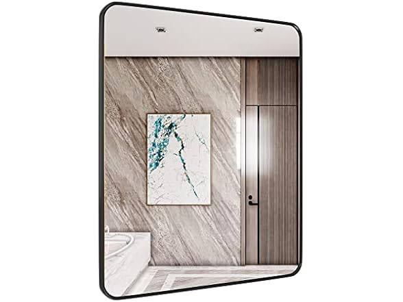SNUGACE Black Metal Framed Mirror Rectangle