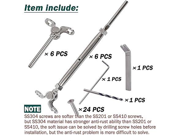 Stainless Steel Adjustable Angle 1/8" Cable Railing Kit