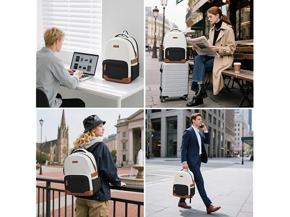RealCool 15.6-17.3" Laptop Backpack, 31L- Beige Black