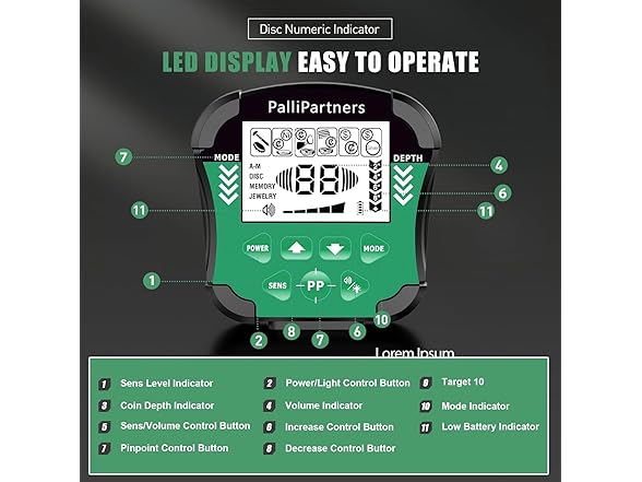 PalliPartners B08TBT8RV6 Metal Detector (Open Box)