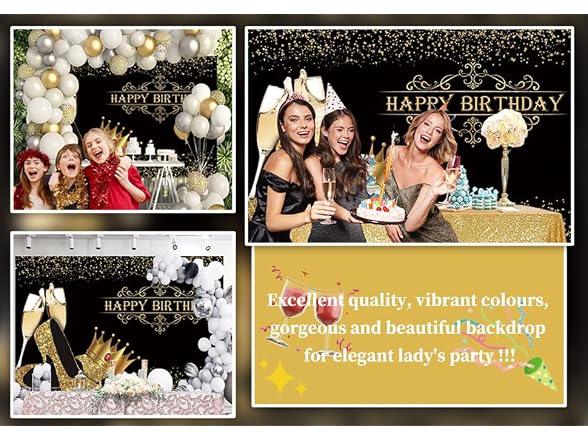 Dorcev 10x8ft Happy Birthday Backdrop