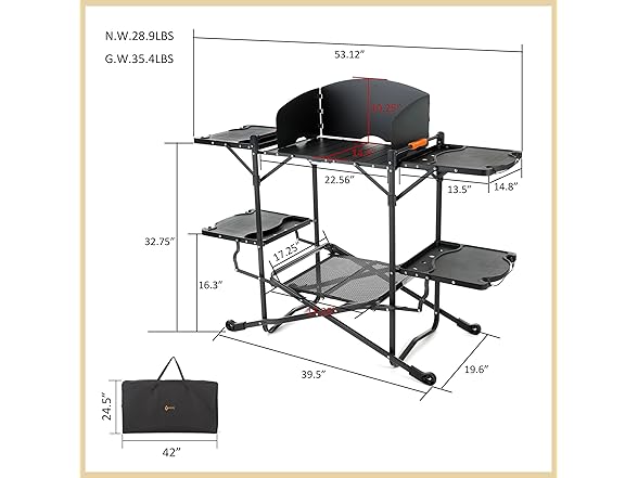 ARROWHEAD OUTDOOR 54" Wide Quick Folding Kitchen Station
