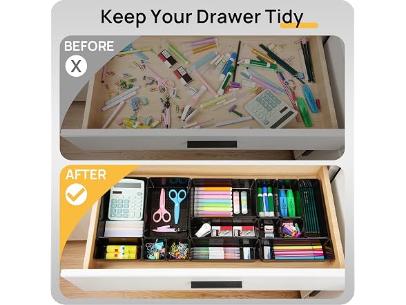 Vtopmart Black 25 PCS Plastic Drawer Organizer