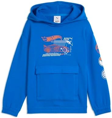 PUMA Boys' Hot Wheels Relaxed Cotton Graphic Hoodie, Team Royal