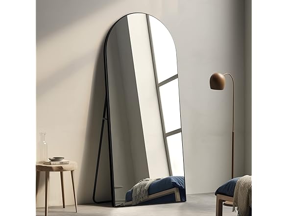 Pexfix Arched Full Length Mirror Black Wood Frame, 65x22"