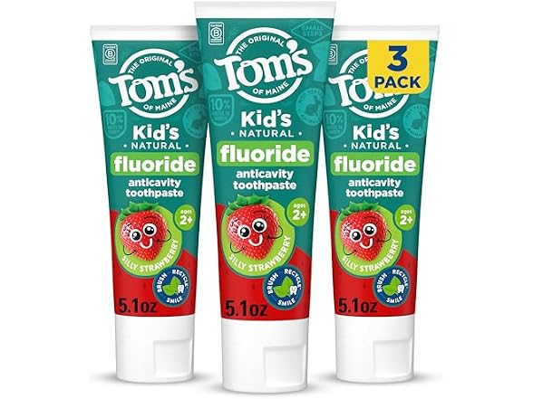Toms of Maine Kids Strawberry Toothpaste 5.1oz 3pk