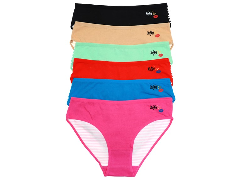 Angelina G6792_ASST_6_US Small (0-2) Angelina Cotton Bikini Panties with Striped Back Pattern (6-Pack) Assorted (6 Pack)