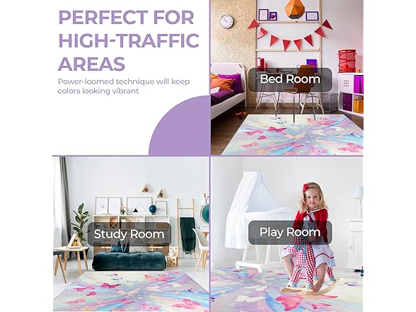 Superior 2'x3' Butterfly Non-Slip Kids Rug