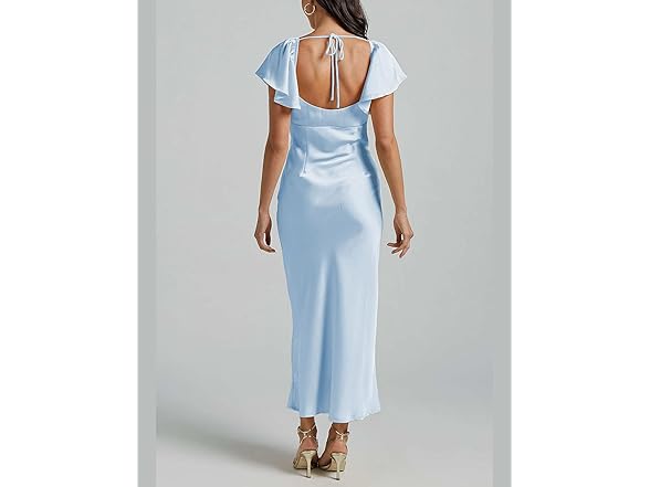 Summer Satin Flutter Sleeve Women's Dress (M)