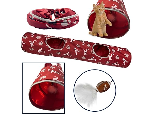 Pets First NCAA Alabama Crimson Tide Cat Tunnel