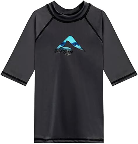 Kanu Surf Boys' Haywire UPF 50+ Sun Protective Rashguard Swim Shirt, Nova Charcoal, 12