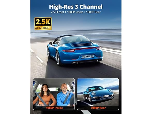 (NEW) Kingslim 3-Ch 5G Dash Cam with 64GB Card