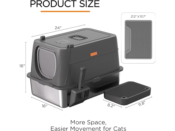 XL Stainless Steel Cat Litter Box w/ Lid - Gallery 10