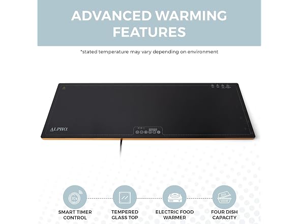 Alpha Living Warming Tray for Food – 40 Inch Glass Top Food Warmer