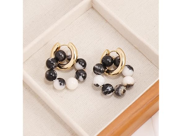 HJO Pearl Beaded Earrings Zebra