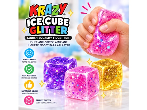 Squishy 2.2" Cube Sensory Toy Glitter
