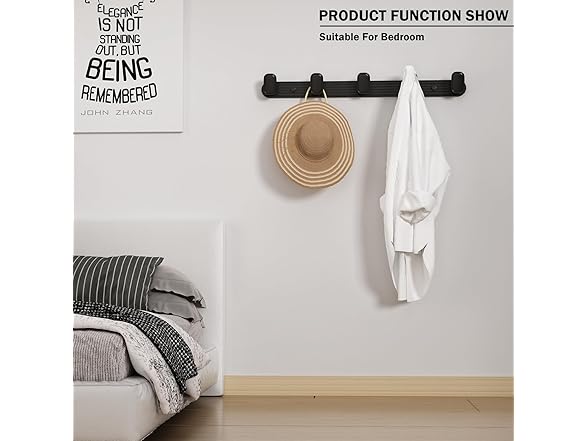 Coat Rack Wall Mount 5 Hooks Black