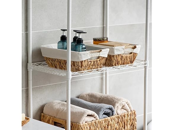 Suptinwear Set of 2 Water Hyacinth Wicker Storage Baskets Small Items