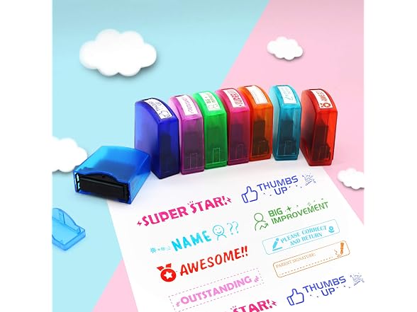 8PCS Teacher Stamp Set,Colorful