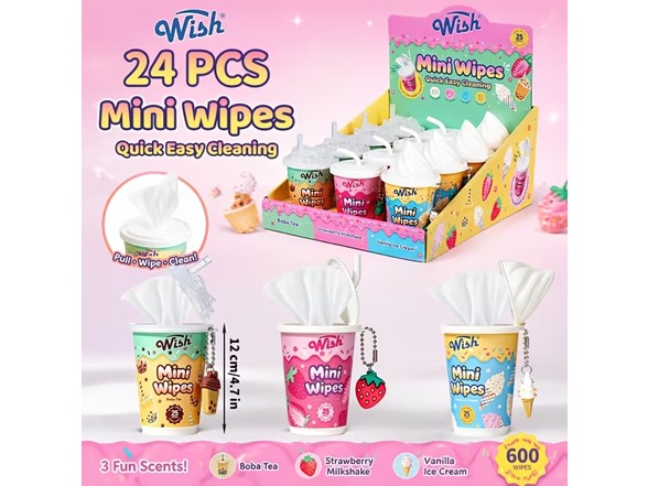 24pk Travel Size Mini Hand Wipes