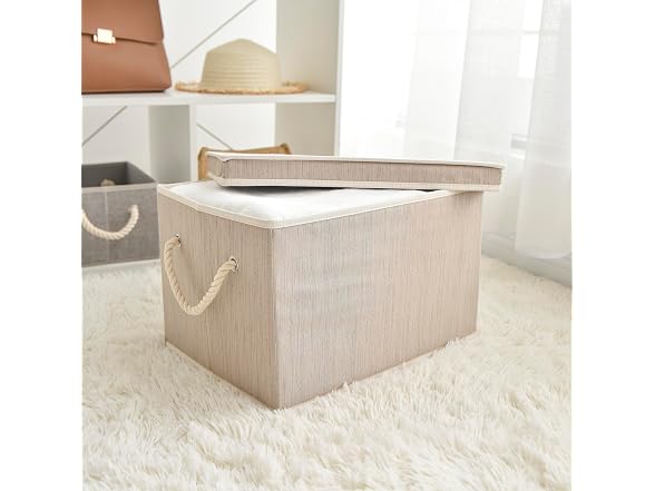 JS HOME Pack of 2 Modern Fabric Storage Bins Clay