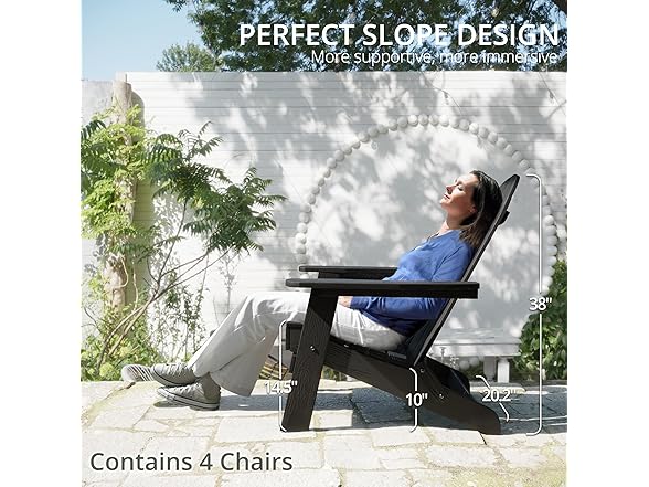 Black Folding Adirondack Chair Set of 4