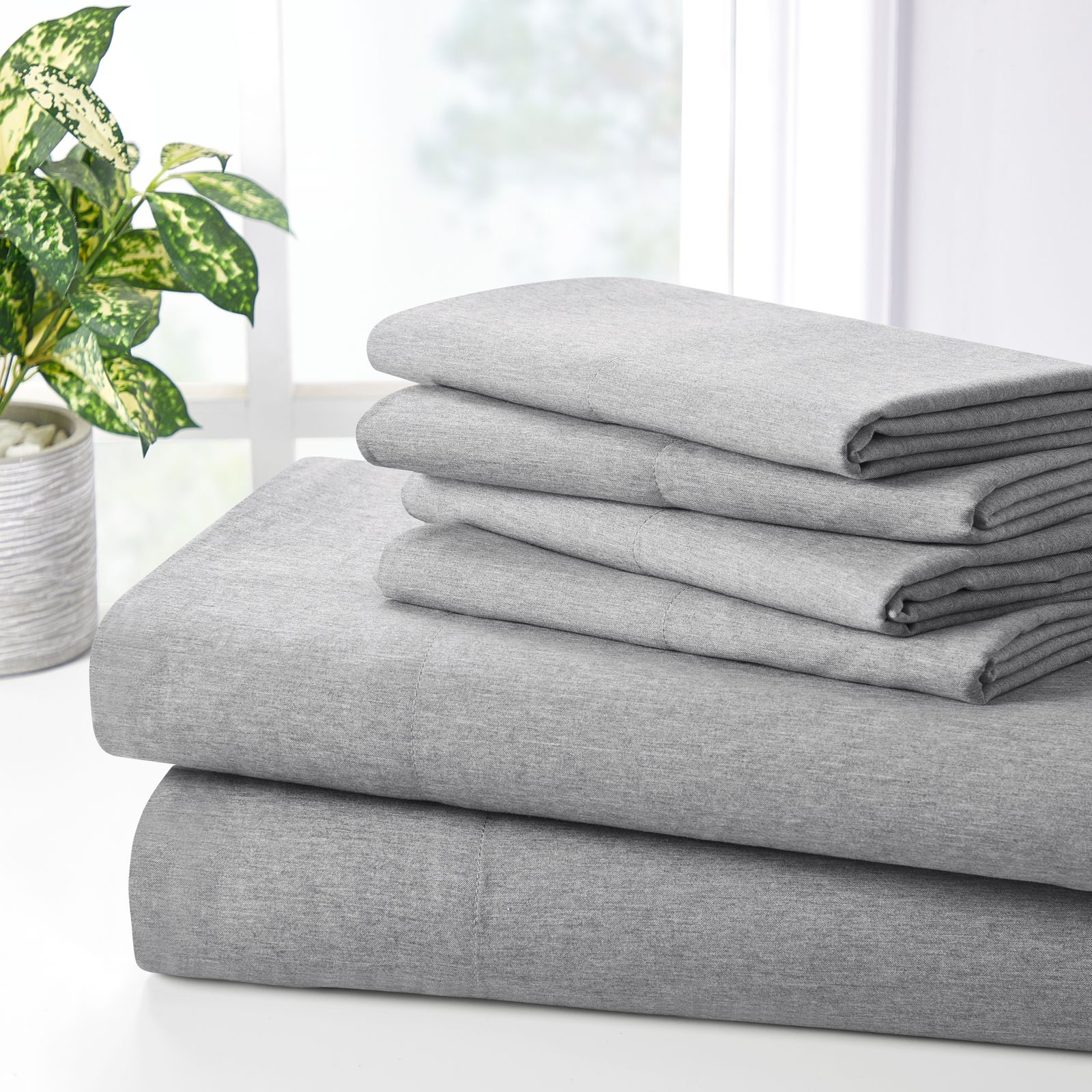 Rayon From Bamboo 2000 Count 6 Pc Chambray Sheet Set - Gallery 6