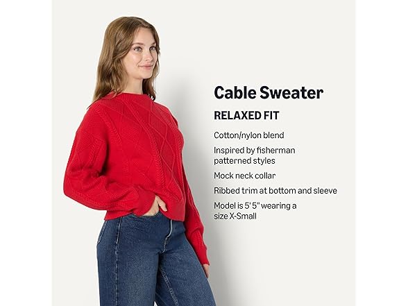 Amazon Essentials Women Relaxed-fit Cable Sweater