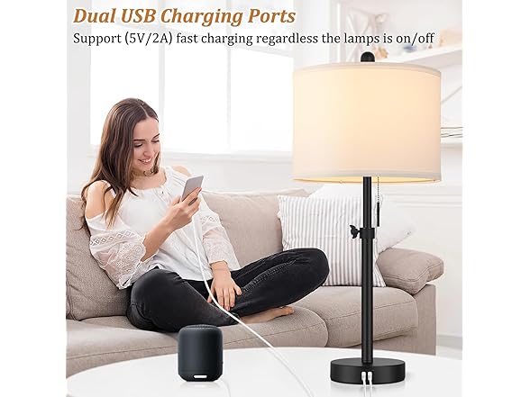 Kondras Table Lamp for Bedroom Set of 2