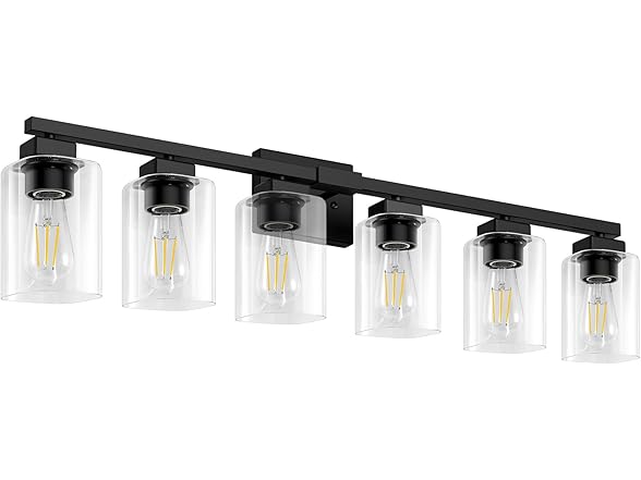 BesLowe 37" 6-Light Bathroom Light Fixture, Black