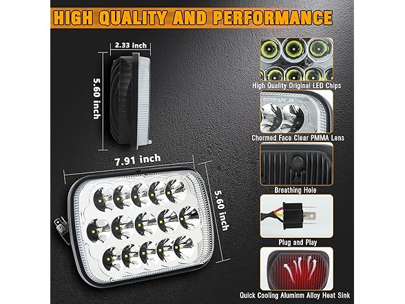 JESTMOTOR H6054 LED Headlights 2pc