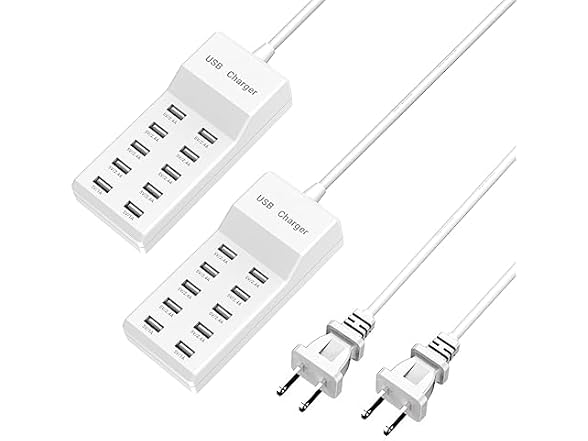 (2 PACK) WUCOHATI 10-Port USB Charging Hub