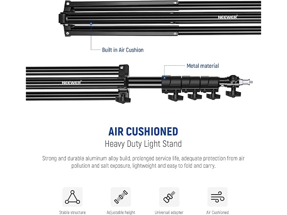 NEEWER 9.8ft Air Cushioned Light Stand (Black)