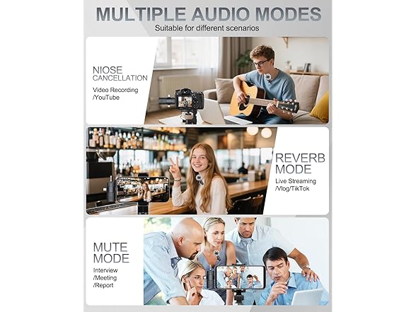 PQRQP 3 in 1 Professional Wireless Lavalier Microphone