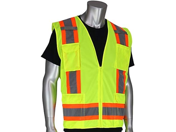 10PK Worktex Breakaway Safety Vest, Two Pocket Class 2