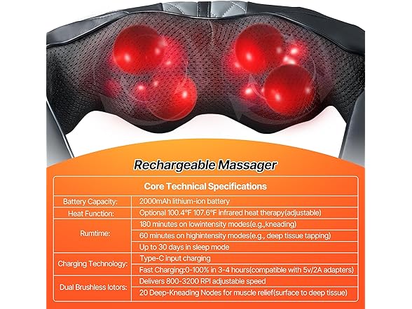 Neck Shoulder Shiatsu Massager w/ Heat