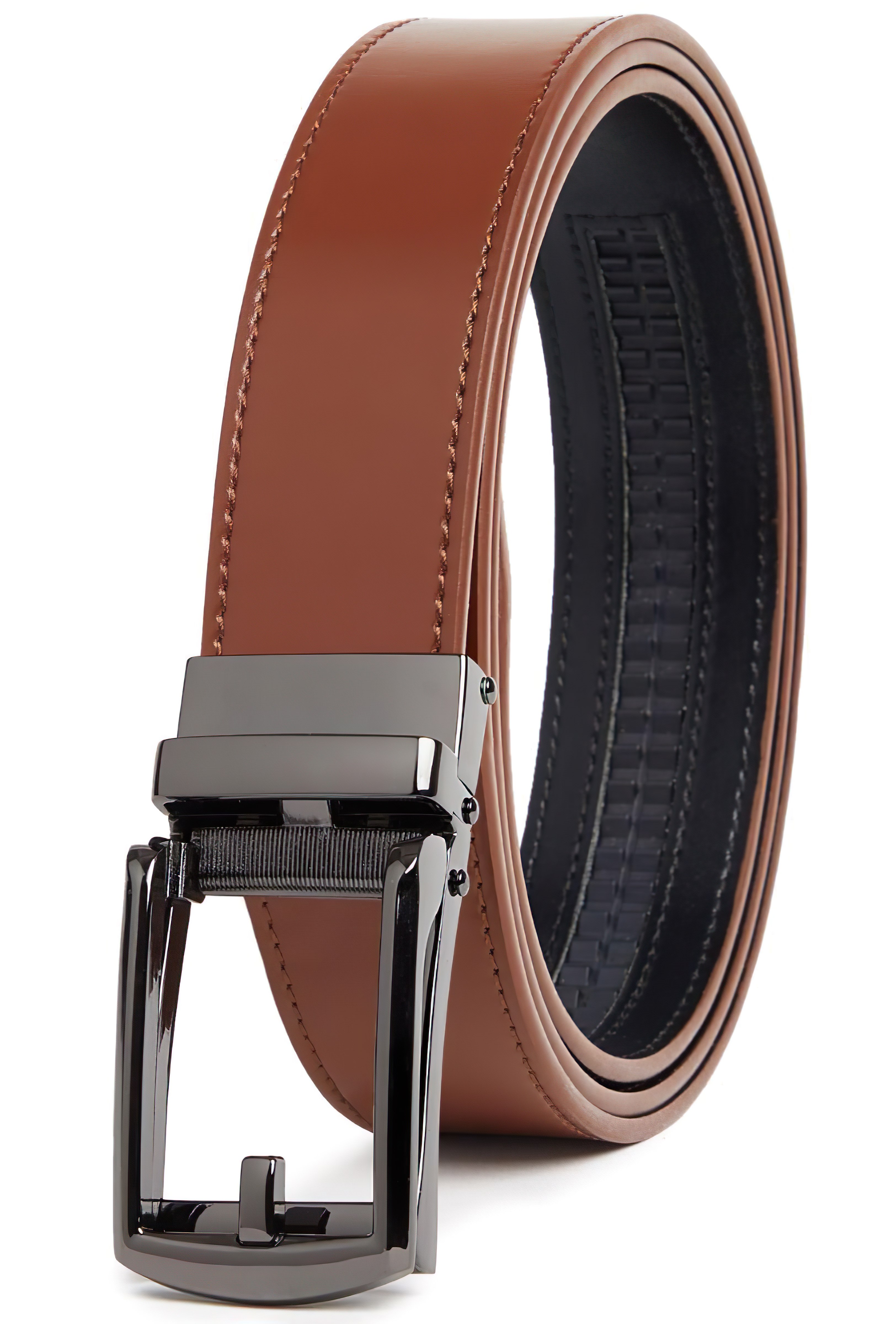 Carlo Fellini Mens Leather Ratchet Belt - Gallery 36