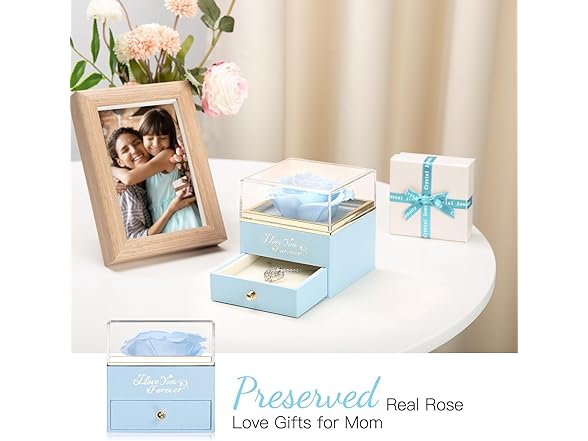 WILDLOVE Preserved Real Light Blue Rose