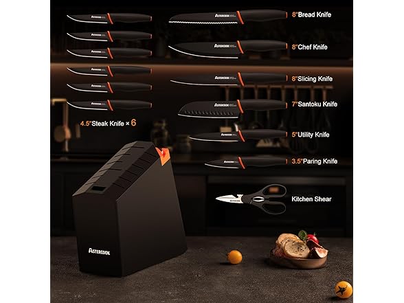 Astercook 15 Pcs Kitchen Knife Set