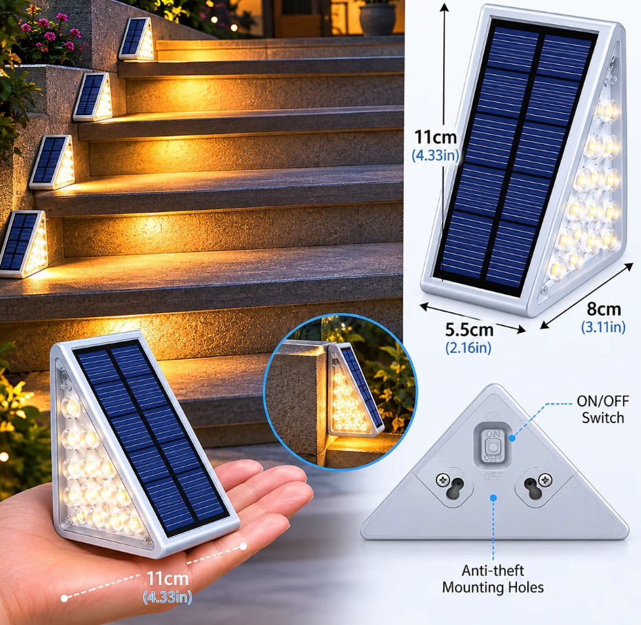 Infinite Basics 6-Pack Triangle Solar Step Lights Outdoor - Gallery 14