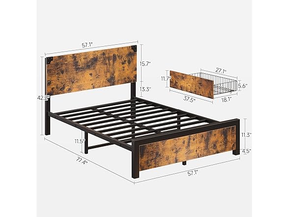 Amyove Full Size Bed Frame w/4 Drawers
