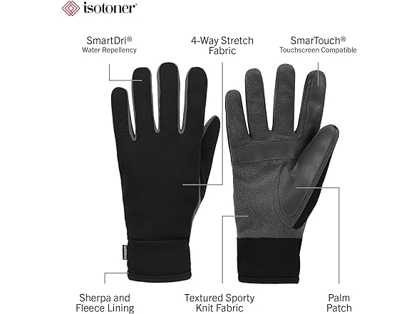 Isotoner Men Large Water Repellent Dual Gloves