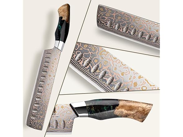 SHAN ZU 7 Inch Damascus Nakiri Knife