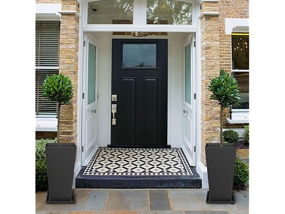 Elevens Outdoor Planter Larger Flower Pots Black 2 Pack