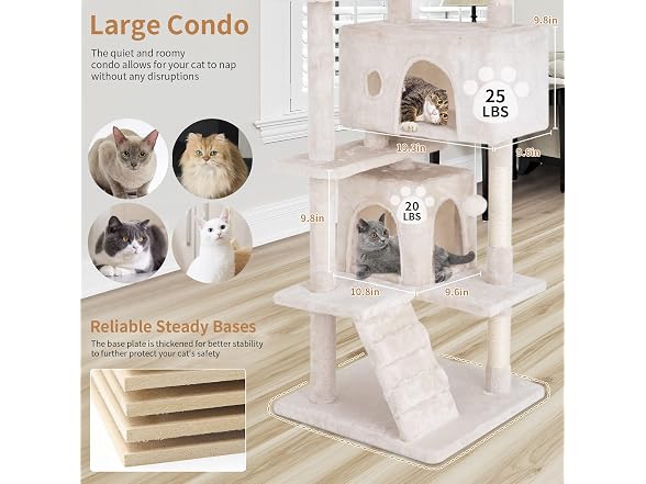 PayLessHere Cat Tree 54in Tower with Cat Scratching Post