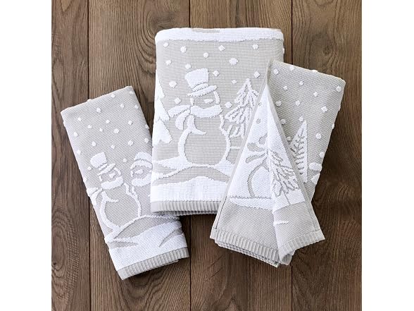 SKL Home Christmas Winter Scenic Snowmen 100% Cotton