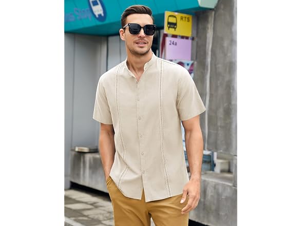Ryannology Men (XXL) Guayabera Shirts Linen Shirt