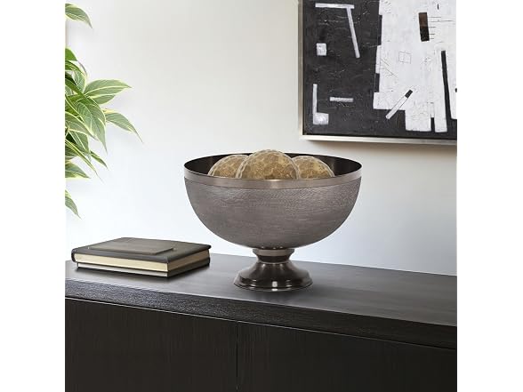 Howard Elliott Collection Textured Aluminum Footed Decorative Bowl