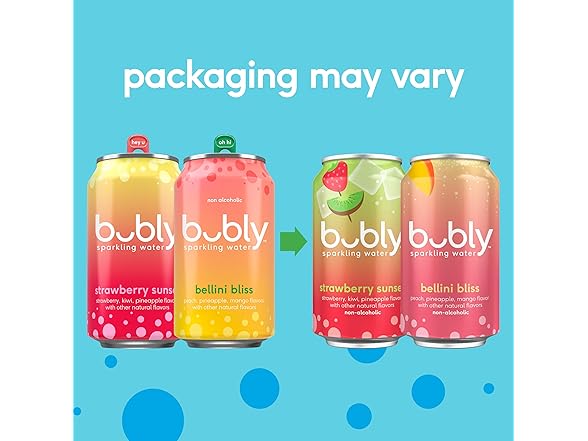 8PK bubly Sparkling Water, Bellini Bliss, Zero Sugar